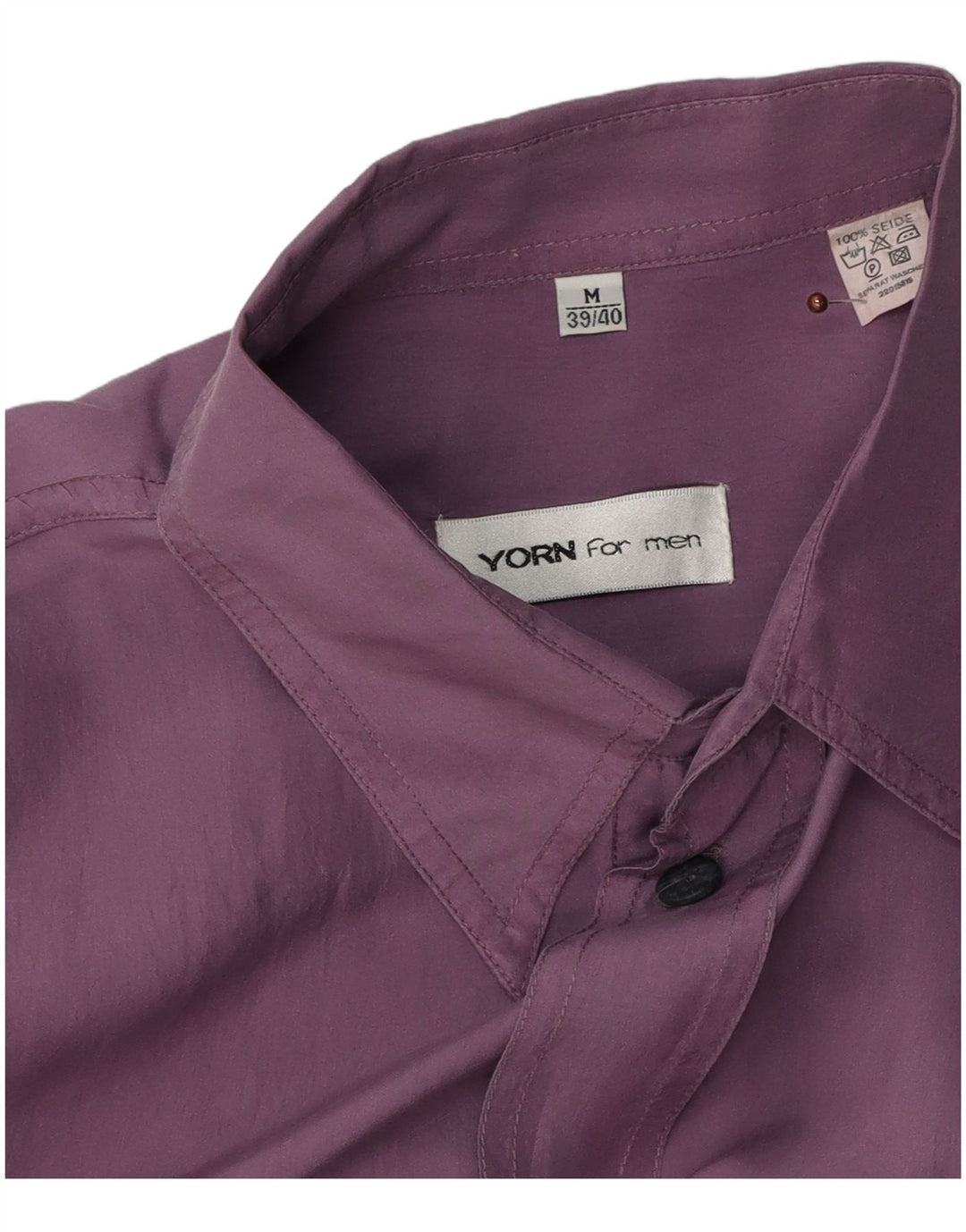 Yorn Mens Shirt Size 39/40 Medium Purple Silk