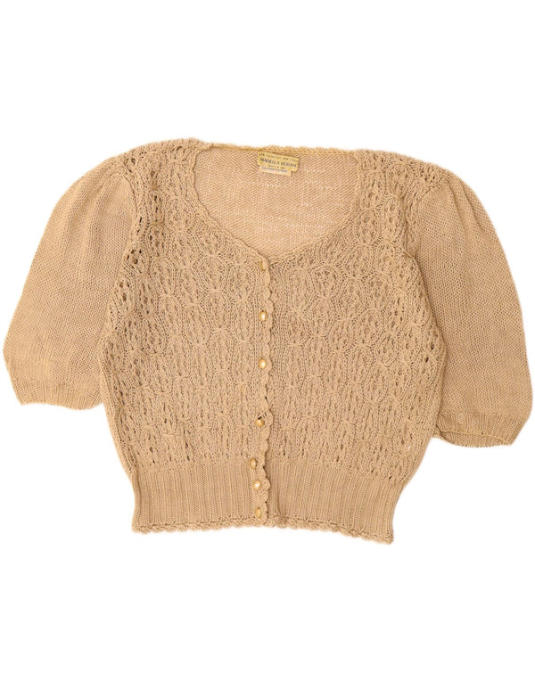 MARIELLA BURANI Womens Short Sleeve Cardigan Sweater UK 16 Large  Beige