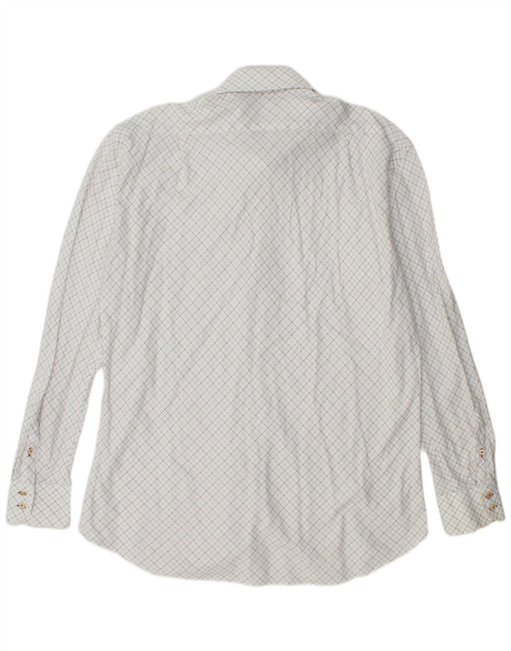 ROCCOBAROCCO Mens Shirt Size 46 18 1/2 2XL White Check Cotton