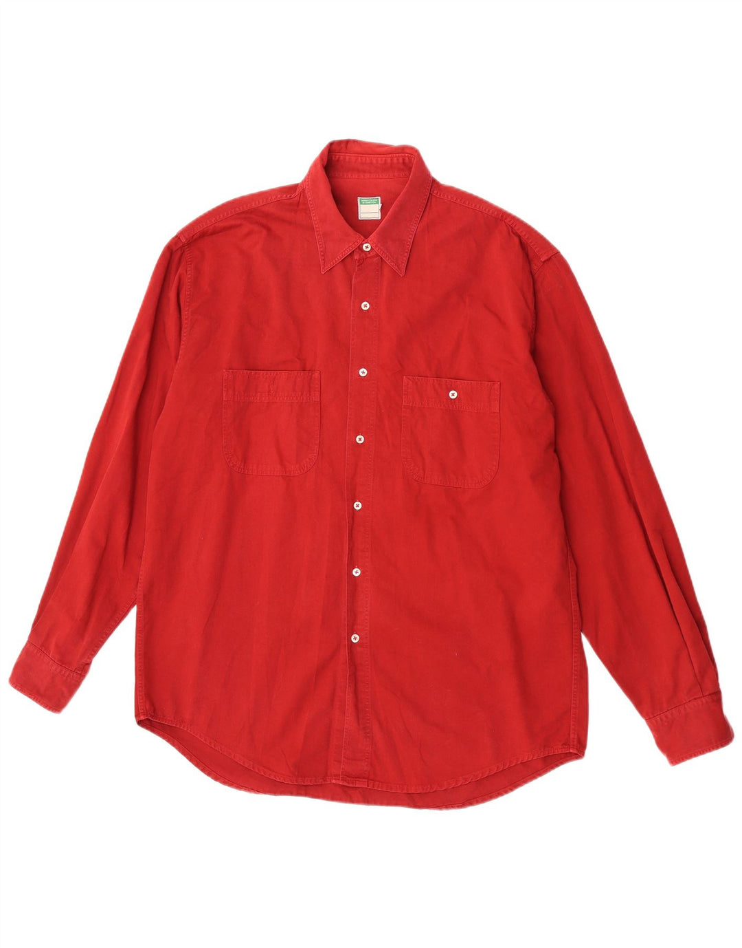 Benetton Mens Denim Shirt Large Red