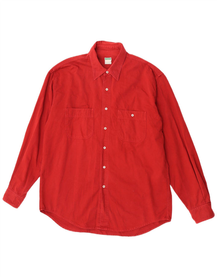 Benetton Mens Denim Shirt Large Red