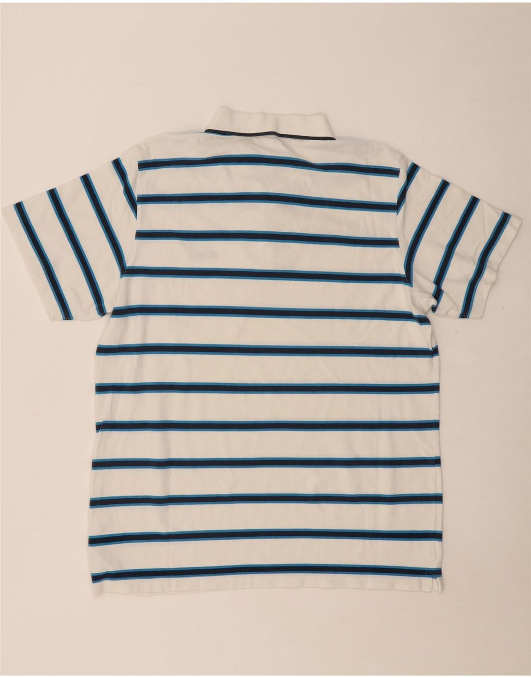 REEBOK Mens Polo Shirt XL White Striped Cotton