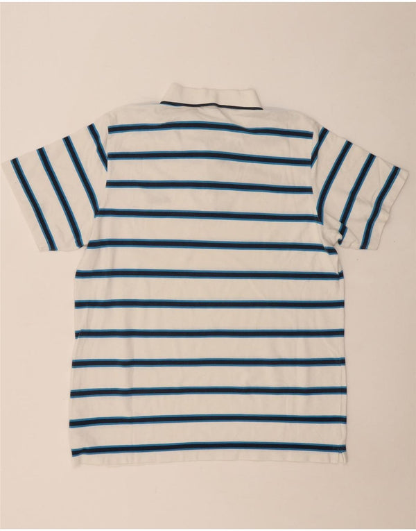 REEBOK Mens Polo Shirt XL White Striped Cotton
