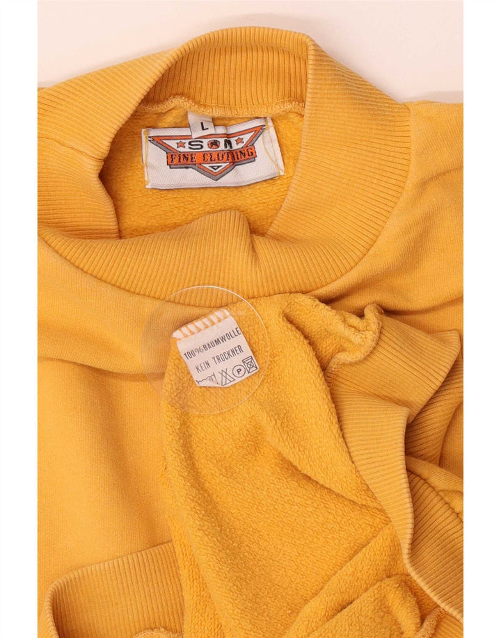 Vintage Mens Sweatshirt Jumper Large Yellow Cotton