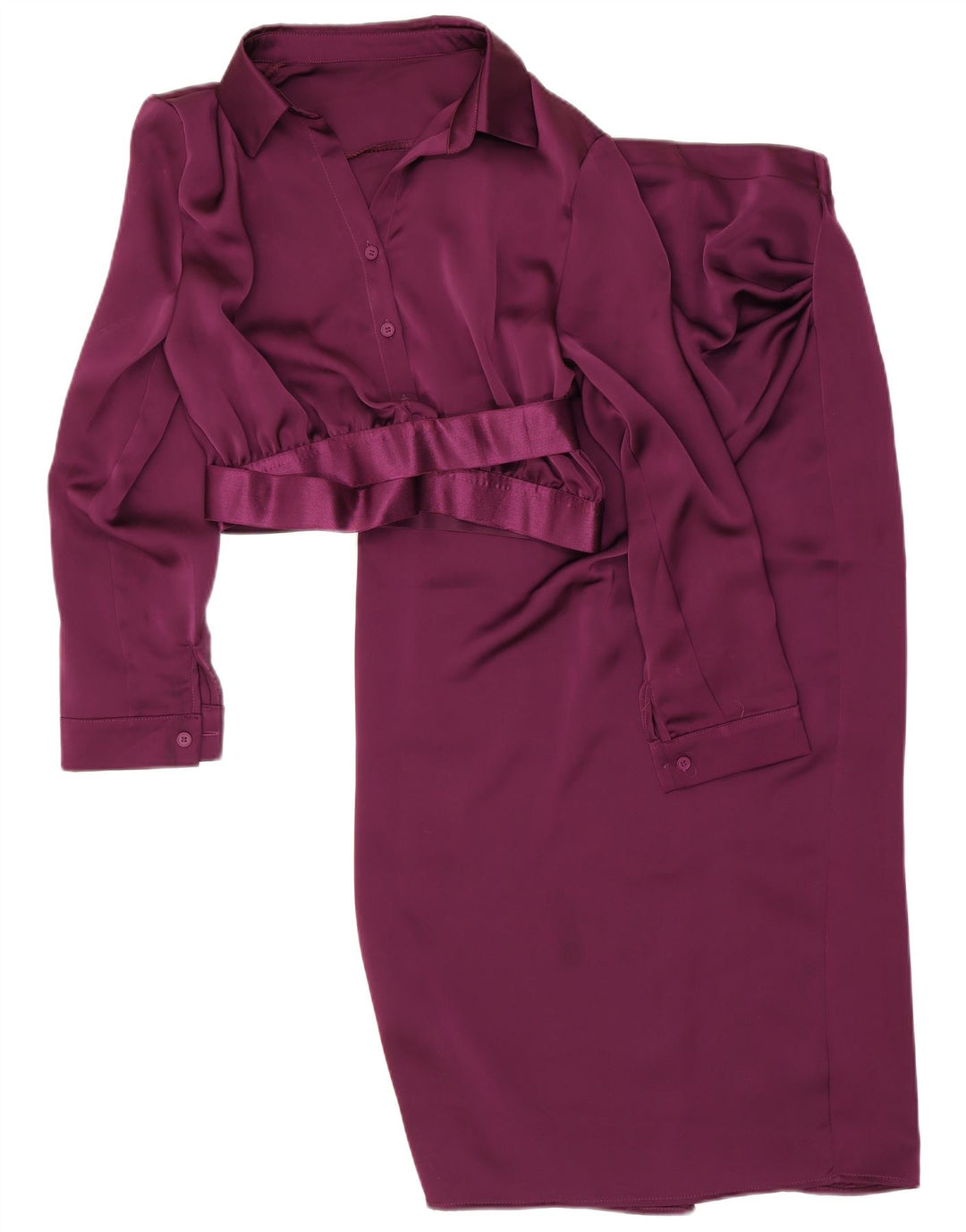 Vintage Womens 2 Button Piece Skirt Set XL W28 Purple Polyester