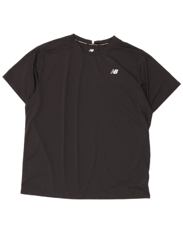New Balance Mens T-Shirt Top 2XL Black Polyester