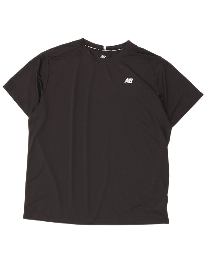 New Balance Mens T-Shirt Top 2XL Black Polyester