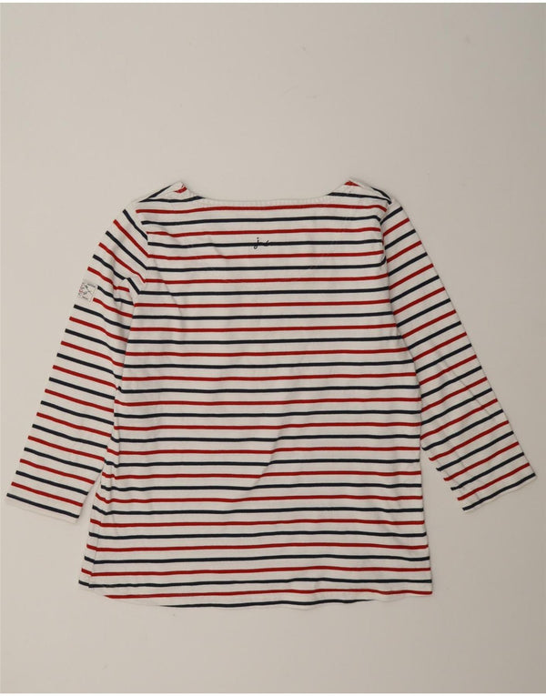 Joules Womens Top 3/4 Sleeve UK 16 Large White Striped Cotton