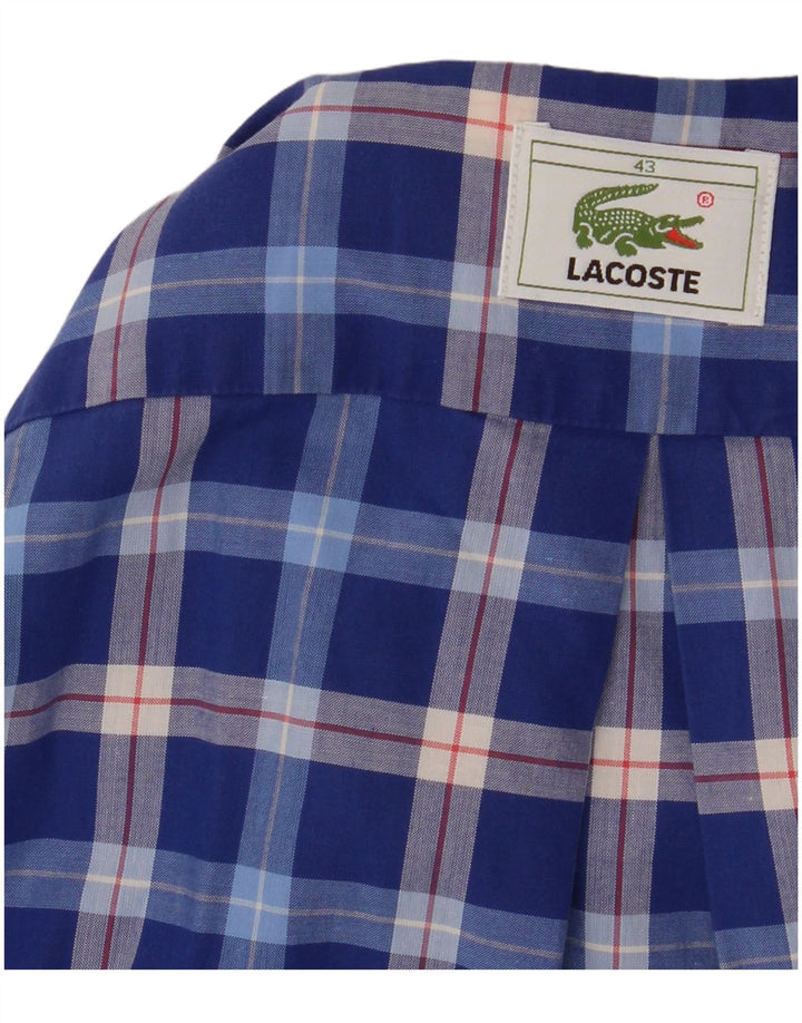 Lacoste Mens Short Sleeve Shirt Size 43 Large Blue Check