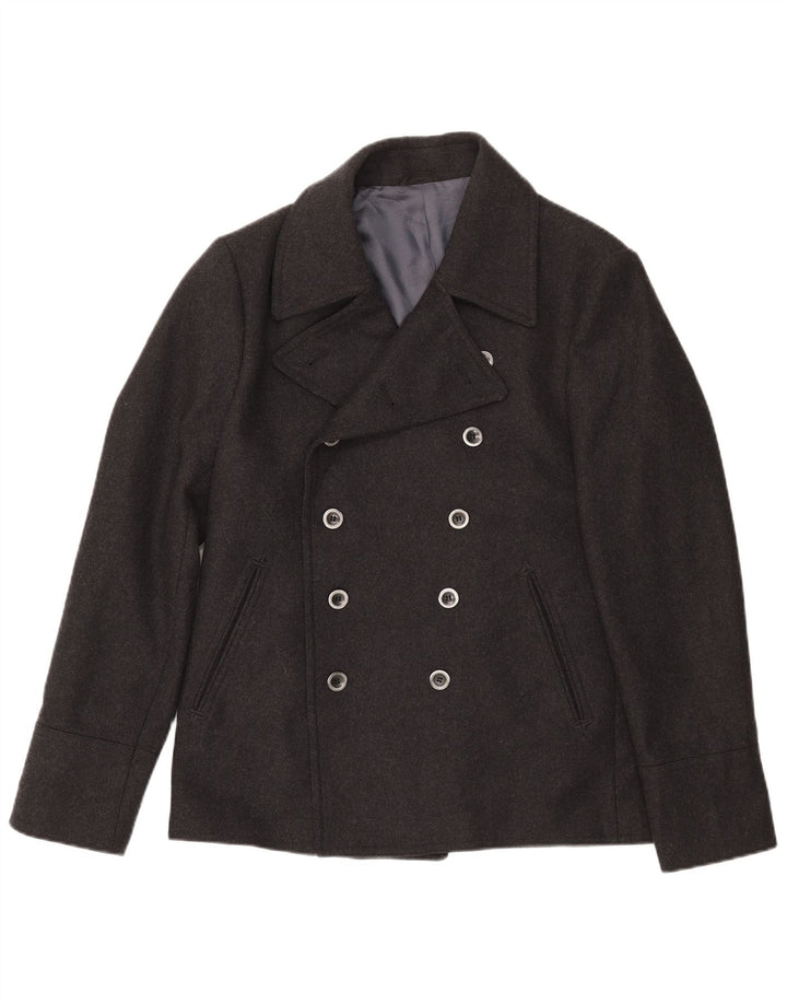 Sisley Mens Pea Coat IT 50 Large Black Wool