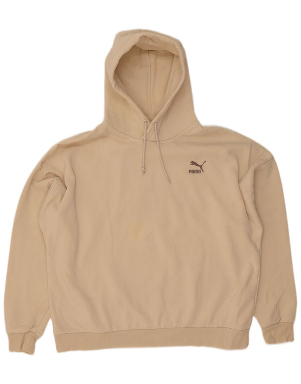 Puma Womens Graphic Oversized Hoodie Jumper UK 16 Large Beige