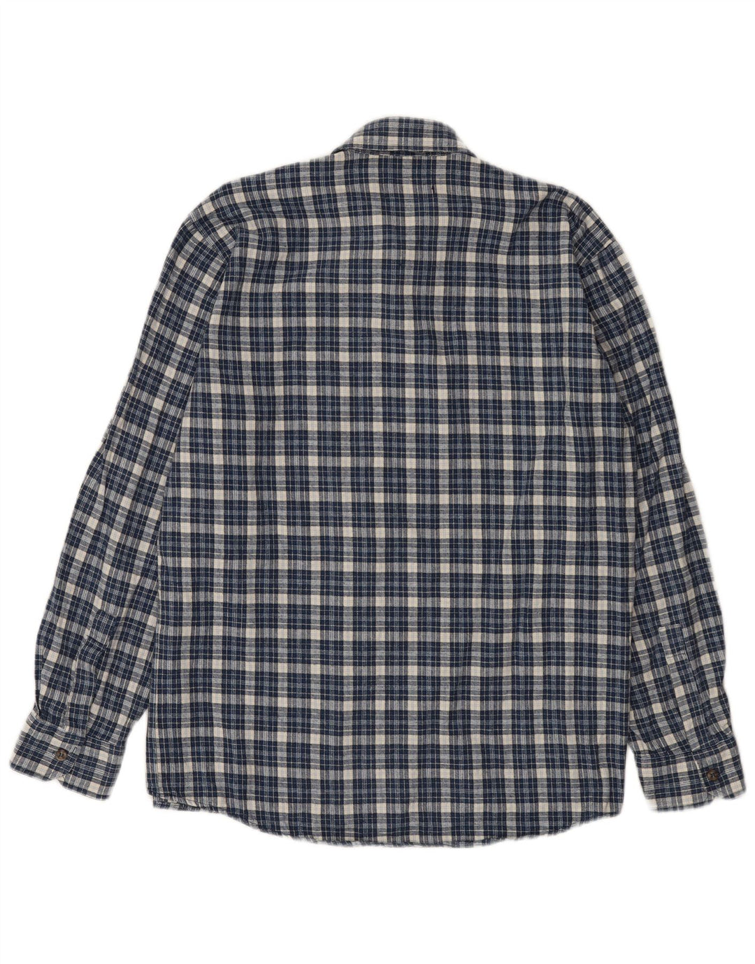 European Project Mens Overshirt Flannel Shirt Medium Blue Check Cotton