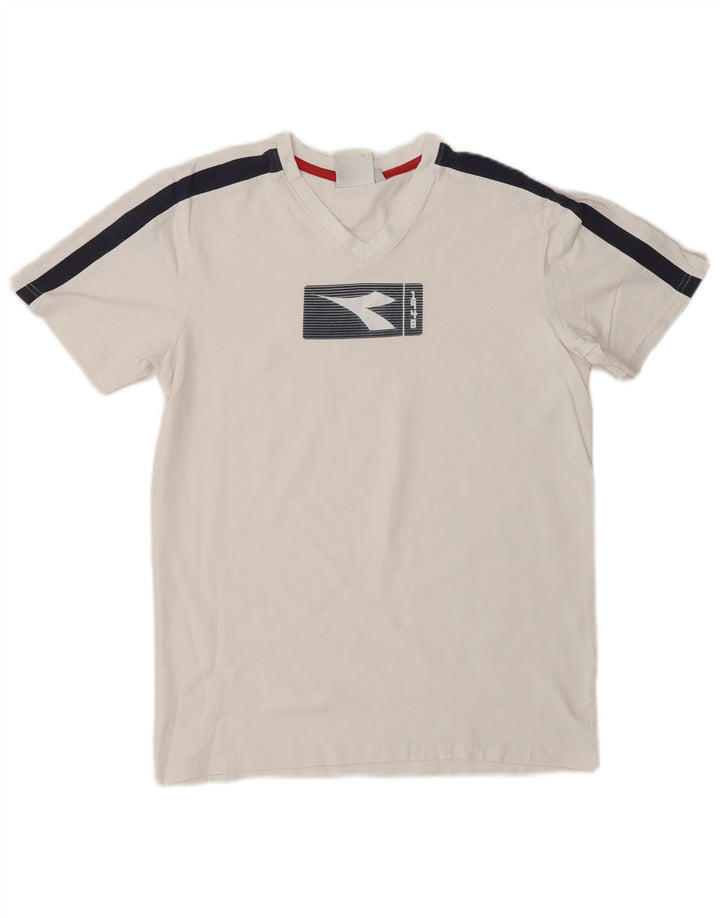 DIADORA Mens Graphic T-Shirt Top Medium White Colourblock