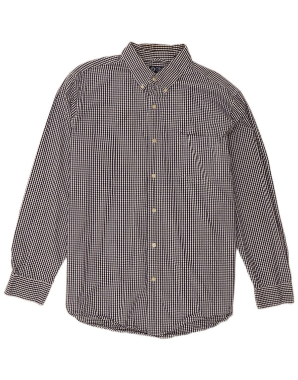Chaps Mens Shirt XL Navy Blue Gingham Cotton