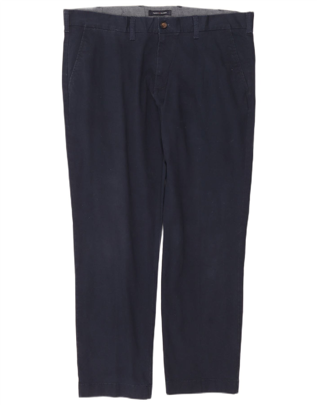 TOMMY HILFIGER Mens Tailored Fit Straight Chino Trousers W38 L30 Navy Blue
