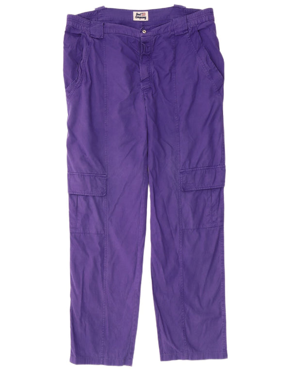 Best Company Mens Straight Cargo Trousers Large W36 L32 Purple Cotton