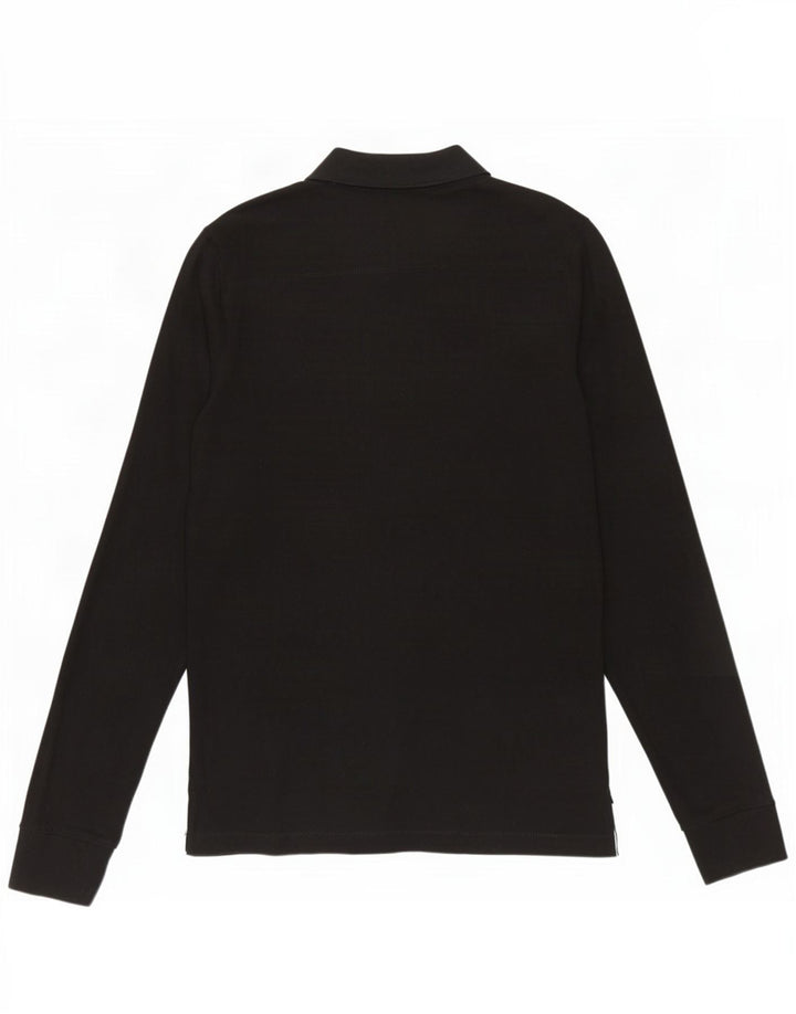 French Connection Mens Long Sleeve Polo Shirt Medium Black Cotton