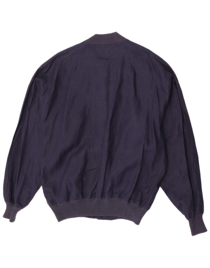 Avon Celli Mens Loose Fit Bomber Jacket IT 46 Small Navy Blue Linen