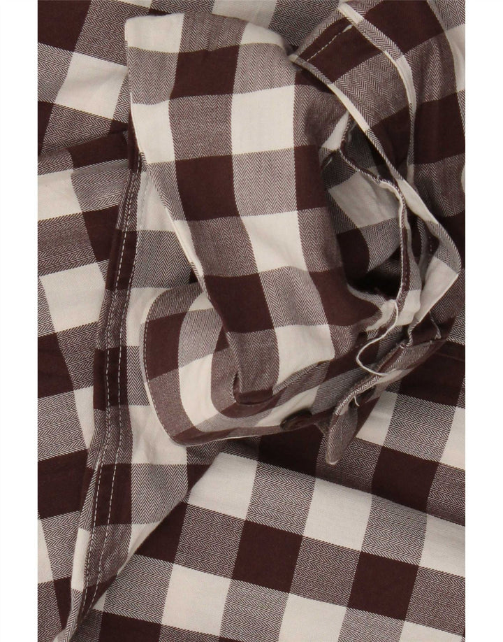 Zara Mens Slim Fit Shirt Large Brown Gingham