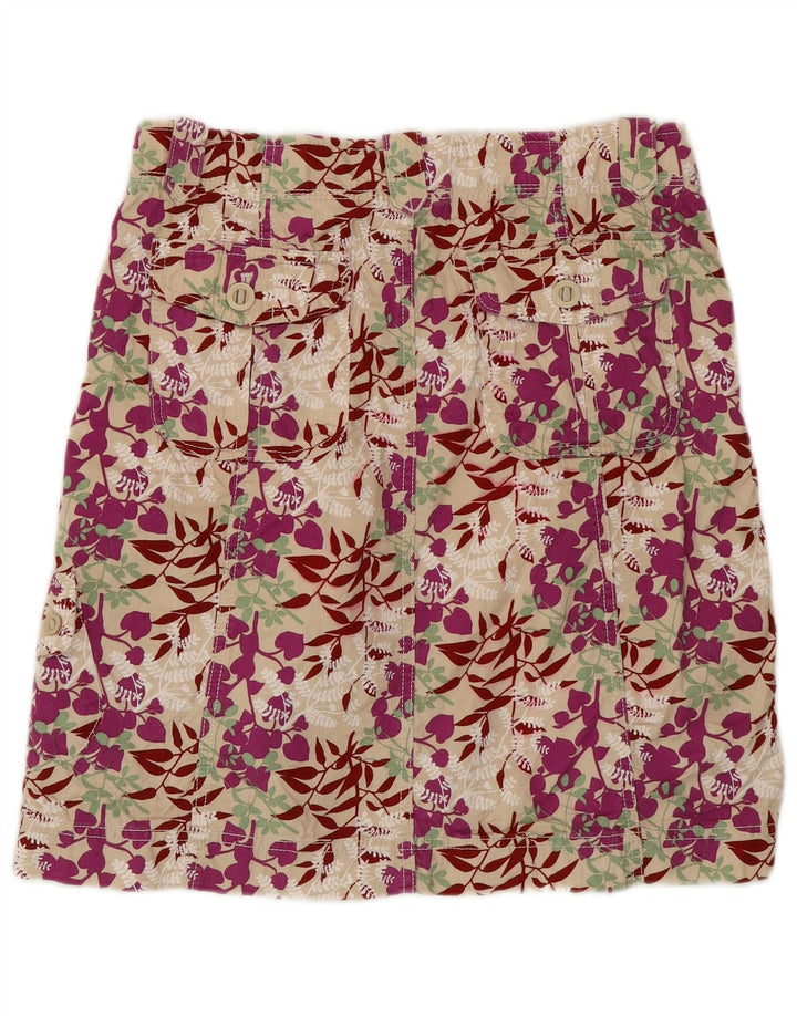 EDDIE BAUER Womens A-Line Skirt US 8 Medium W30  Beige Floral Cotton
