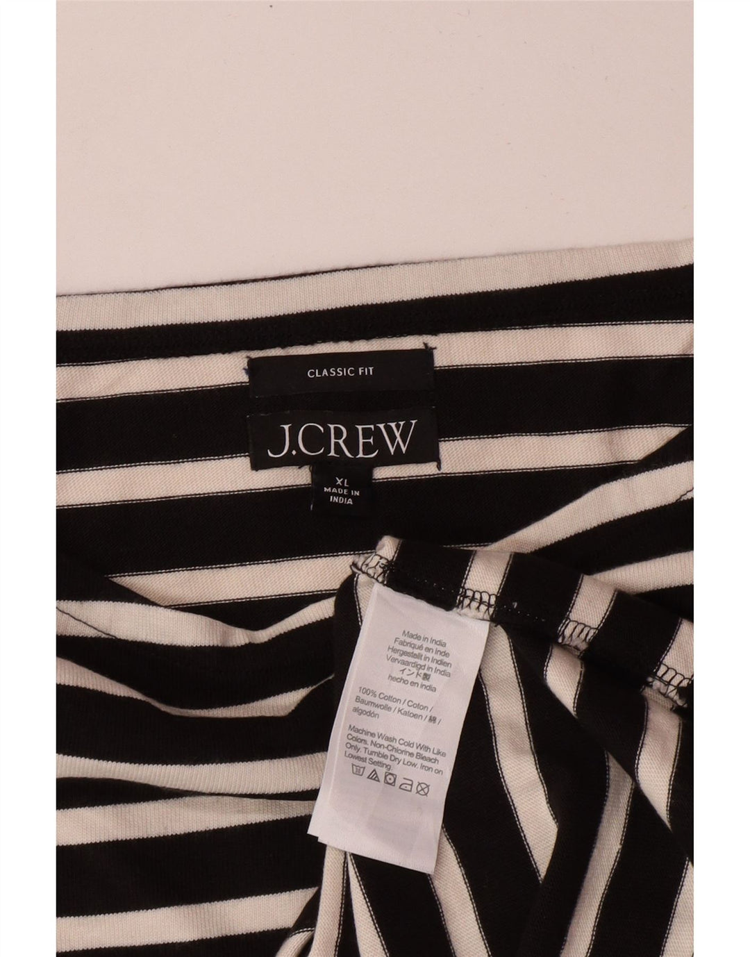 J. CREW Womens Classic Fit Top 3/4 Sleeve UK 18 XL Black Striped Cotton