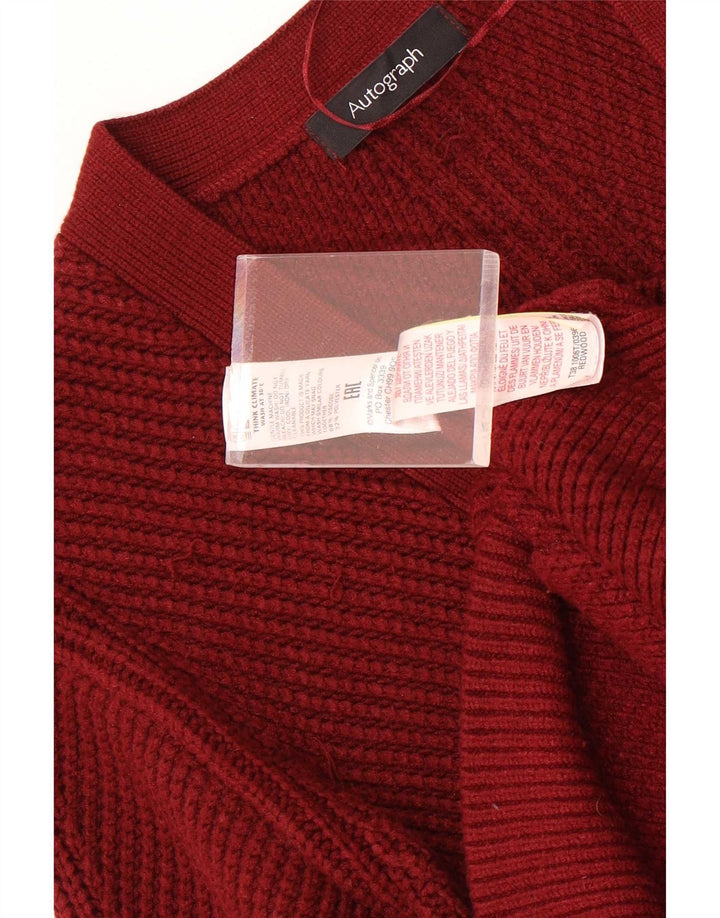 Marks & Spencer Womens Autograph Cardigan Sweater UK 12 Medium Red Viscose