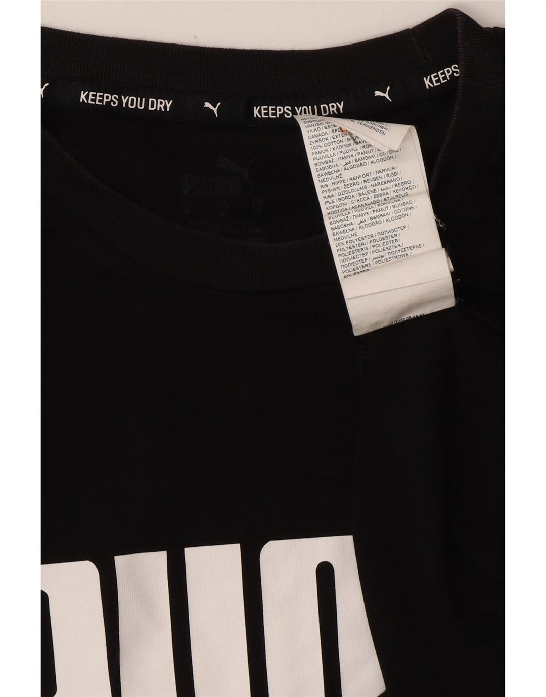 PUMA Mens Graphic T-Shirt Top Medium Black Cotton