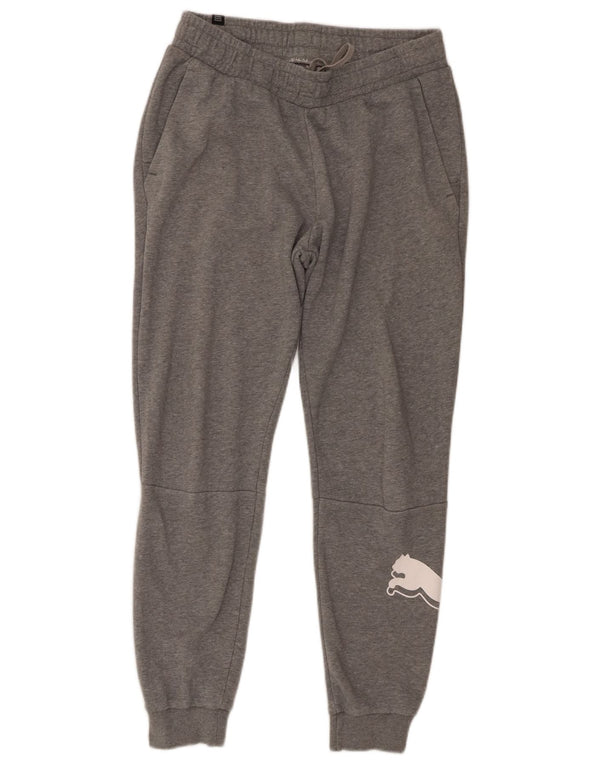 Puma Mens Graphic Tracksuit Trousers Joggers Medium Grey Flecked Cotton