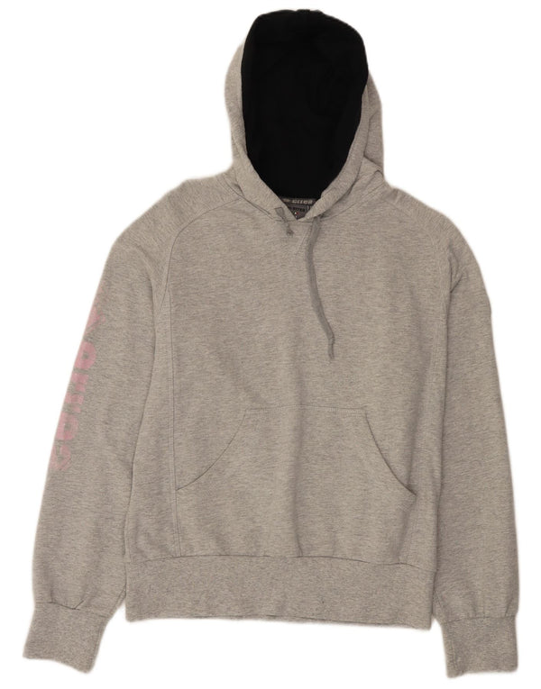 Errea Womens Graphic Hoodie Jumper UK 12 Medium Grey Flecked Cotton