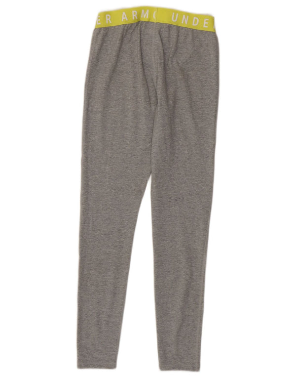 Under Armour Womens Graphic Leggings UK 10 Small  Grey Colourblock Cotton