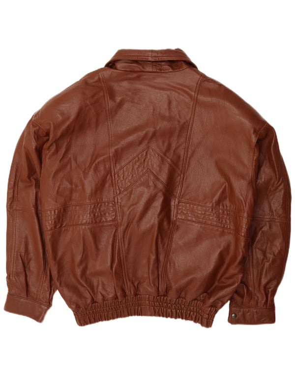 Vintage Mens Loose Fit Leather Jacket IT 50 Large Brown Leather