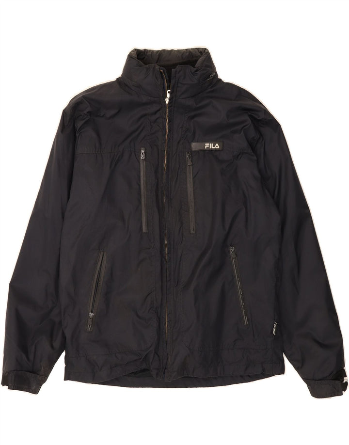 FILA Mens Hooded Windbreaker Jacket UK 36 Small Navy Blue Polyamide Vintage Fila and Second-Hand Fila from Messina Hembry 