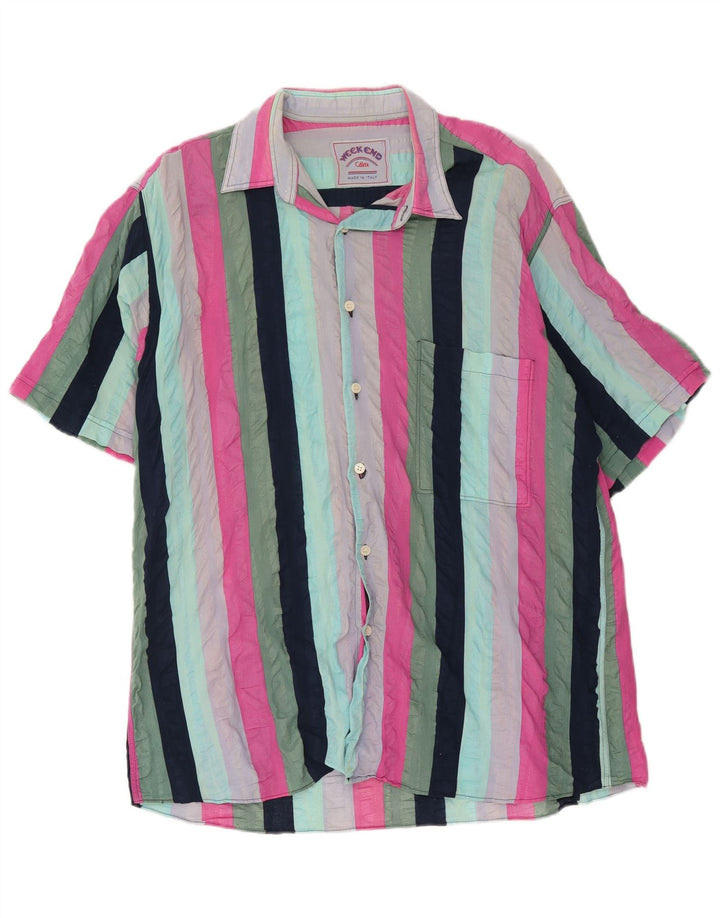 Weekend Mens Short Sleeve Shirt Medium Multicoloured Striped