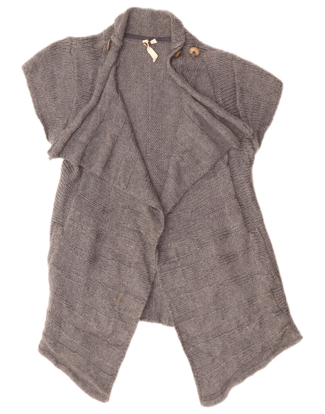 White Stuff Womens Short Sleeve Open Cardigan Sweater UK 10 Small Grey Wool