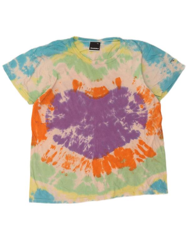 Diadora Womens T-Shirt Top UK 16 Large Multicoloured Tie Dye Cotton