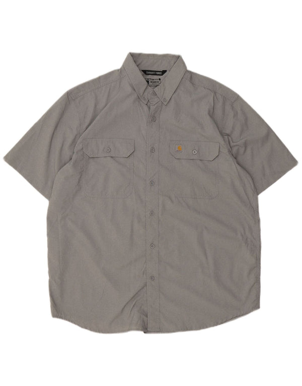 CARHARTT Mens Relaxed Fit Short Sleeve Shirt XL Grey Polyester