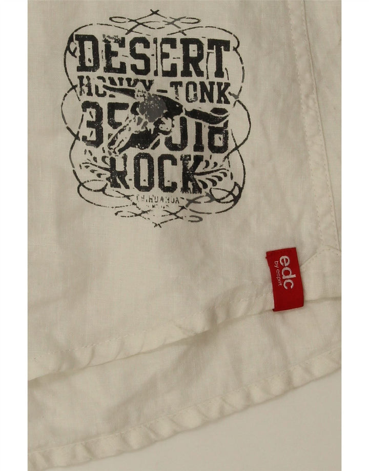 ESPRIT Mens Graphic Short Sleeve Shirt Large White Vintage Esprit and Second-Hand Esprit from Messina Hembry 