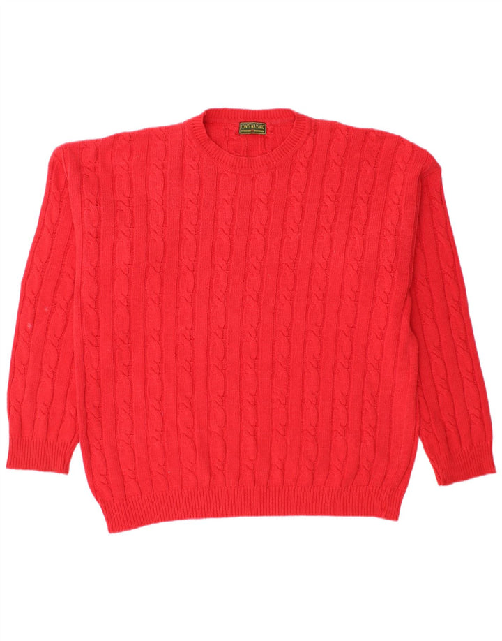 CONTE MASSIMO Mens Crew Neck Jumper Sweater XL Red Cotton