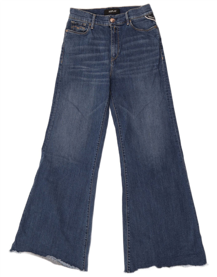 Replay Womens Flared Jeans W29 L32 Blue Cotton