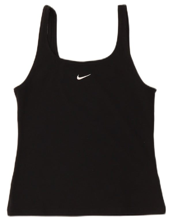 NIKE Womens Crop Cami Top UK 12 Medium Black Cotton