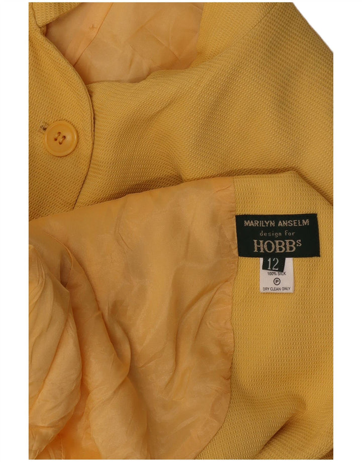 Hobbs Womens Marilyn Anselm 6 Button Blazer Jacket UK 12 Medium Yellow Silk
