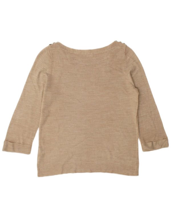 Marks & Spencer Womens Boat Neck Jumper Sweater UK 12 Medium Beige
