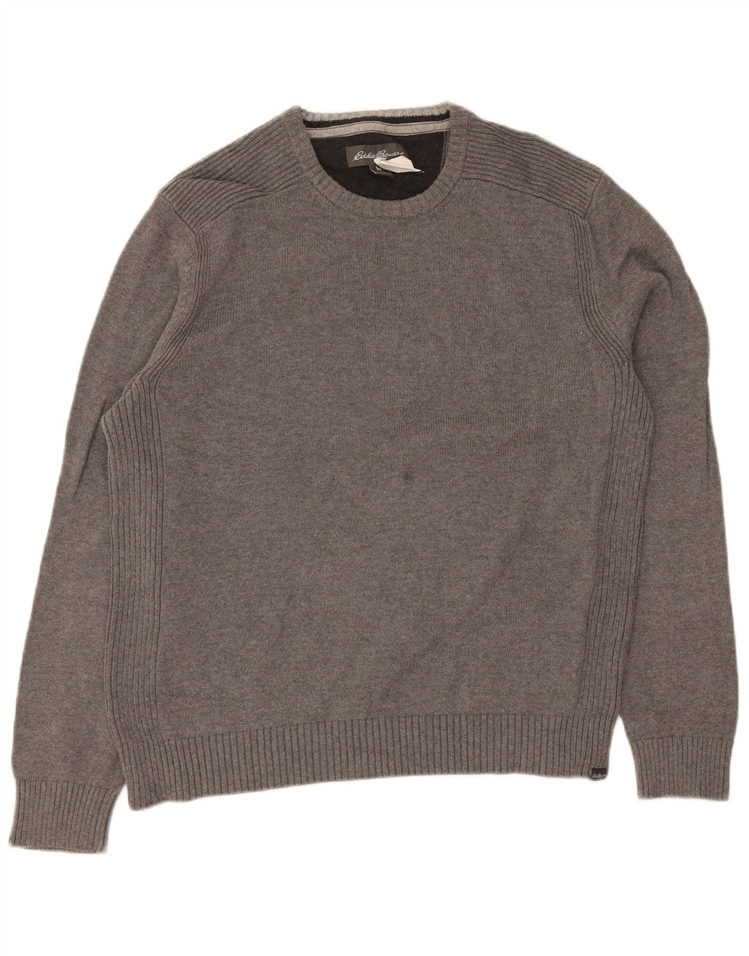 Eddie Bauer Mens Crew Neck Jumper Sweater Large Grey Cotton