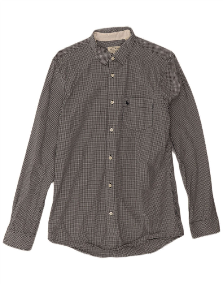 Jack Wills Mens Classic Fit Shirt Small Black Gingham Cotton
