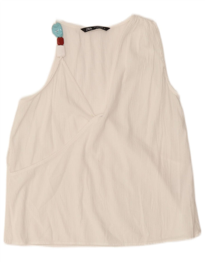 Zara Womens Sleeveless Blouse Top UK 10 Small White Viscose