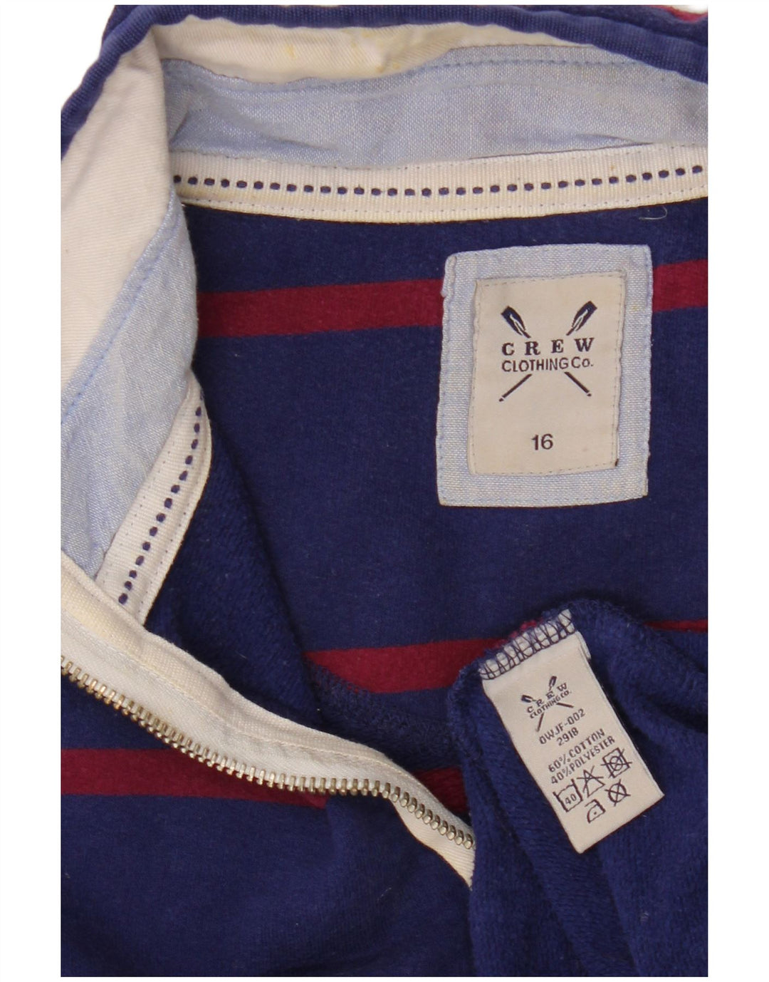 CREW CLOTHING Womens Sweatshirt Jumper UK 16 Large Navy Blue Striped