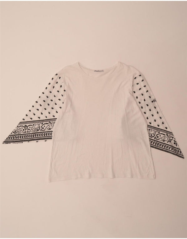 ZARA Womens Blouse Top UK 14 Medium White Paisley