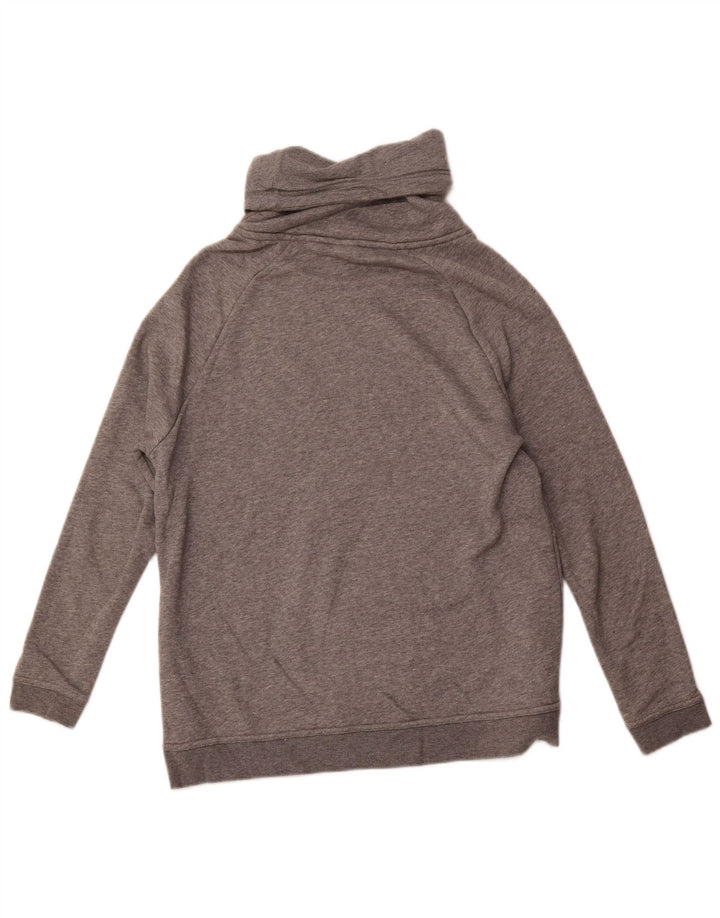 NIKE Womens Roll Neck Sweatshirt Jumper UK 14 Medium Grey Flecked Cotton