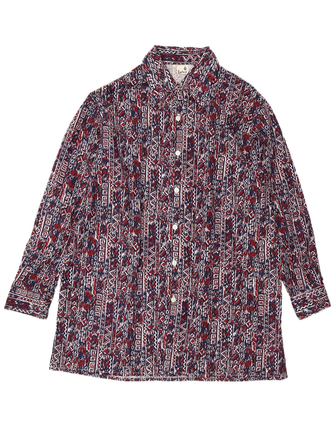 VINTAGE Mens Shirt Size 41 Large Navy Blue Geometric