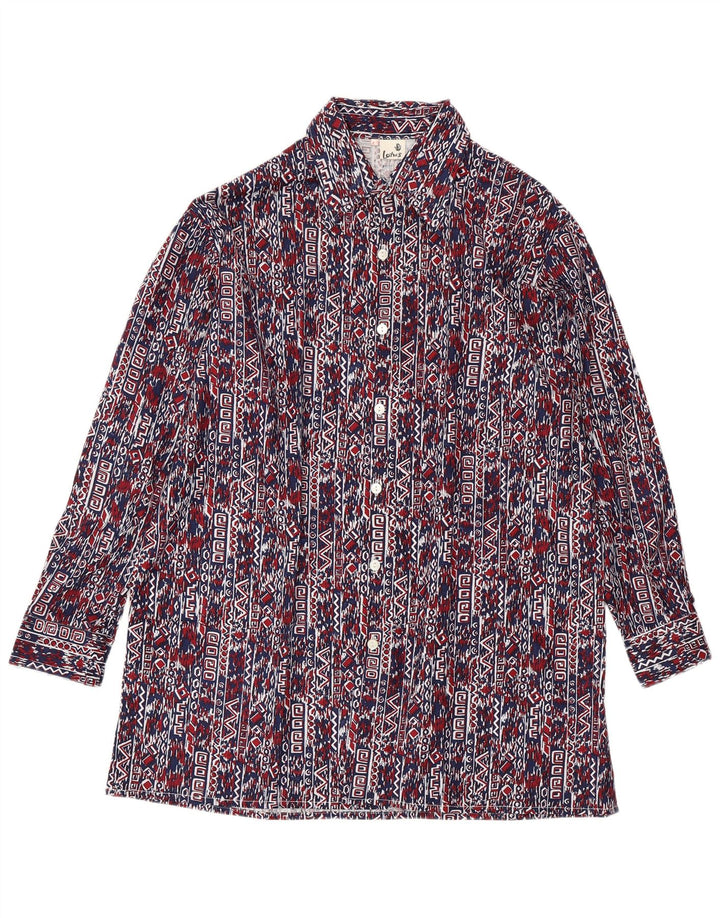 VINTAGE Mens Shirt Size 41 Large Navy Blue Geometric